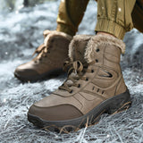 Herren Winterstiefel: Braun & Schwarz Wasserdichte Schneestiefel, Warmes Plüschfutter Rutschfeste Outdoor-Wanderschuhe