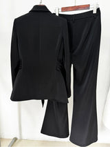 Damen-Slim-Fit-Blazer mit integriertem Taillendetail & High-Waist-Hose