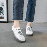 Women’s Genuine Leather Loafers – Soft Sole Lace-Up Flats