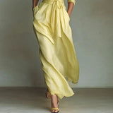 The Boho-Professional Maxi: Elegant Lace-Up High Waist Long Dress