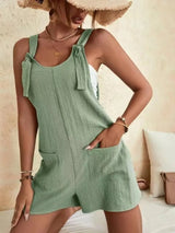 Damen Sommer-Overall – Lockerer ärmelloser Jumpsuit mit Bindeträgern