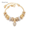 Crystal Heart Charm Bracelet for Women – Gold Tone Snake Chain Bracelet