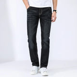 Classic Men's Straight Jeans | Streetwear Soft Black & Blue Denim Pants