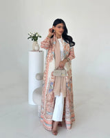 The "Royal Archive" Vintage Print Abaya | Open-Front Cardigan & Dubai Luxury Robe