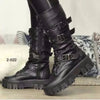Women’s Gothic PU Leather Platform Mid-Calf Boots