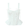 Damen Tanktop mit Rüschensaum und V-Ausschnitt | Ärmelloses, sexy bauchfreies Top