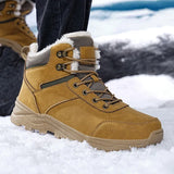 Herren Handgemachte Winterstiefel - Wasserdichte Thermoschneestiefel mit rutschfester Gummisohle und warmem Plüschfutter