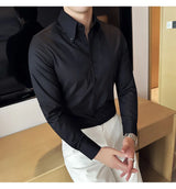 Herren Luxus Hemd mit großem Kragen – Hochwertiges, einfarbiges Slim Fit Hemd