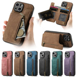 Reißverschluss-Brieftaschen-Lederhülle für iPhone 17 Air 16 15 14 Pro Max | Kartensteckfach