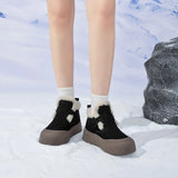 Damen Stiefel aus echtem Leder – Winter-Stiefeletten mit Fleece-Futter