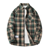 Men’s Plaid Flannel Oversized Business Male Dress Shirt– Spring Autumn Long Sleeve Casual Shirt