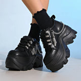 Women’s Gothic 8cm+ Chunky Sole Black Chain Platform Sneakers