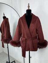 Luxuriöser Fuchsfell-Woll-Wintermantel für Damen – Eleganter doppelseitiger Wollmantel für Frauen,