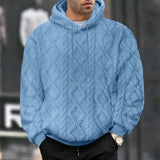 Herren Jacquard-Kapuzenpullover – Doppelseitiger Samt-Thermo-Pullover