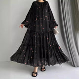Das Chiffonkleid „Oasis“ – Kaftan im Signature-Druck Marokko-Stil – Fließende Jalabiya für Ramadan aus der Boutique