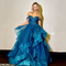 Glitter Lace Embroidery Prom Dress | Blue Tulle Ruffled Evening Gown