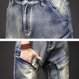 Men's Retro Punk Street Jeans | Fashion Distressed Denim Trousers