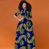 African Ankara Maxi Dress for Women | Half Sleeve High Waist Traditional Print Dress