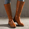 Women’s Punk Buckle Platform Knee-High Side-Zip Riding Boots