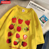 Frisches Erdbeer-Baumwoll-T-Shirt – Süßes Damen-T-Shirt mit Fruchtmotiv