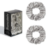 Das „Silk-Glow“-Duo: 2er-Set reine 22 Momme natürliche Seidenhaargummis