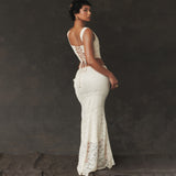 Elegant Women’s 2-Piece Dress Set – Lace-Up Crop Top and Maxi Skirt Set