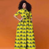 African Ankara Maxi Dress for Women | Half Sleeve High Waist Traditional Print Dress