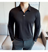 Herren hochelastisches V-Ausschnitt-POLO-Shirt – Nahtloses Langarm-T-Shirt ohne Spuren