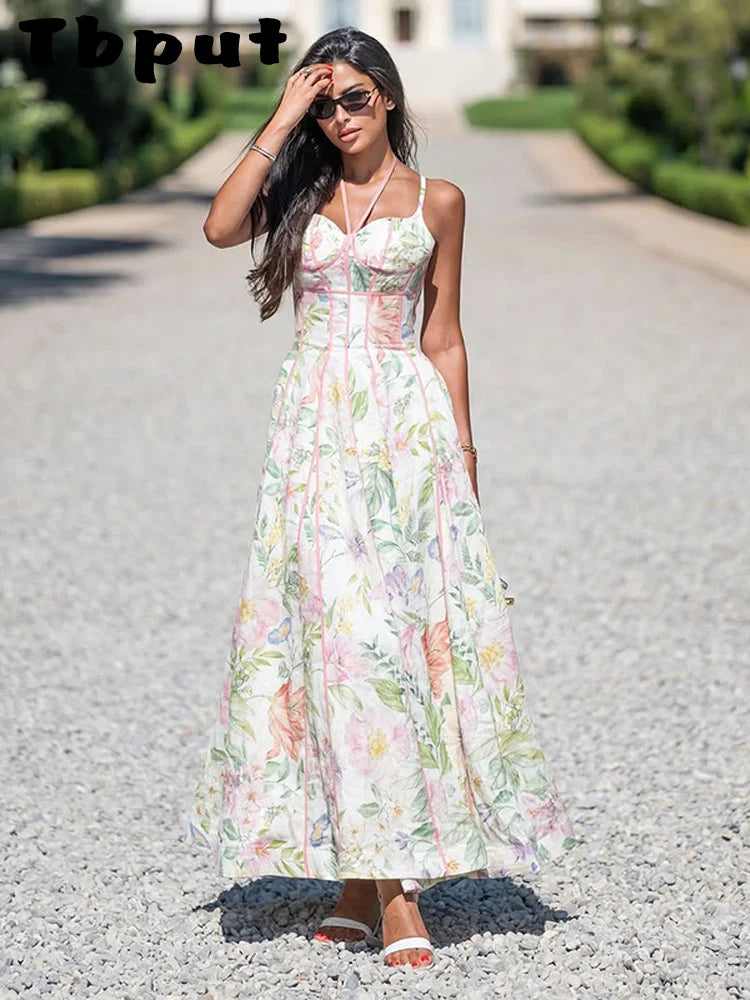 Women’s Printed Halter Neck Maxi Dress