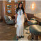 Elegant Knit Contrasting Maxi Dress O-Neck Short Sleeve Metal Button Office Lady Robe