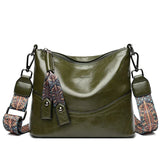 Vintage-Umhängetasche aus Ölwachsleder | Hobo-Schultertasche mit großem Fassungsvermögen