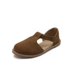 Damen Sandalen aus echtem gefrostetem Leder im Römerstil – Retro-Baotou-Flats mit Hohlmuster