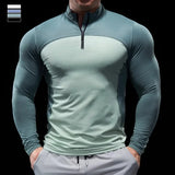 Men’s Half-Zip Performance Polo | Long-Sleeve Quick-Drying Fitness Tights Shirt