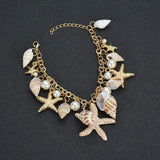 Seestern- und Muschel-Charm-Armband für Damen – Naturperle & Muschel-Sommerstrand-Schmuck