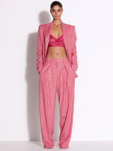 High-End Designer-Anzug-Set für Damen – Einreihiger Blazer mit Rautenmuster & High-Waist-Hose