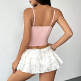 Das „Obsession“ Y2K Spitzen-Patchwork Korsett | Sexy V-Ausschnitt Fischgrät-Bustier