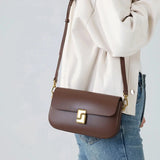 Luxury Split Leather Women's Shoulder Bag | Trend Brand Small Square Bag