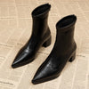 Damen Vintage Ankle Boots mit klobigem Absatz – schmale Passform, spitz zulaufend, kurze Stiefeletten