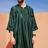 Men’s Long Sleeve Muslim Abaya – Middle Eastern Saudi Thobe
