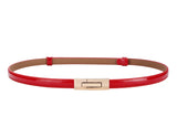 The "Perfect Fit" Skinny Belt: Adjustable Leather Waistband for Women – Elegant Gold Buckle Strap