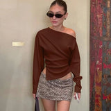 Elegant Strapless Pleated Top – Sexy Slim Fit Long Sleeve Pullover