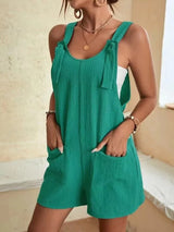 Damen Sommer-Overall – Lockerer ärmelloser Jumpsuit mit Bindeträgern