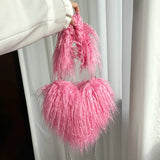 The Cupid’s Cloud: Premium Faux Mongolian Fur Heart Bag – Luxury Shaggy Heart-Shaped Shoulder Purse