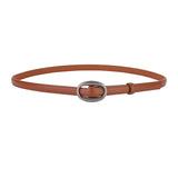 The "Metropolitan" Thin Belt: Soft Genuine Leather Waistband – Available in Gold & Silver Buckles