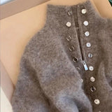 Damen Verdickter Stehkragen Pullovermantel – Herbst Winter Faulenzer-Stil Strickjacke
