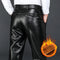 Men's Winter Gothic Black Leather Pants – Plus Fleece Lined Thick Thermal Trousers