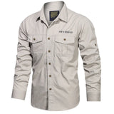 Men’s Pure Cotton Loose Fit Long Sleeve Tooling Cargo Shirt