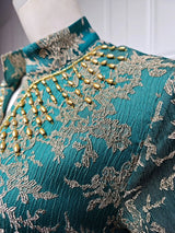 Beaded Muslim Abaya for Women | Elegant Stand Collar Jalabiya and Morocco Party Dress