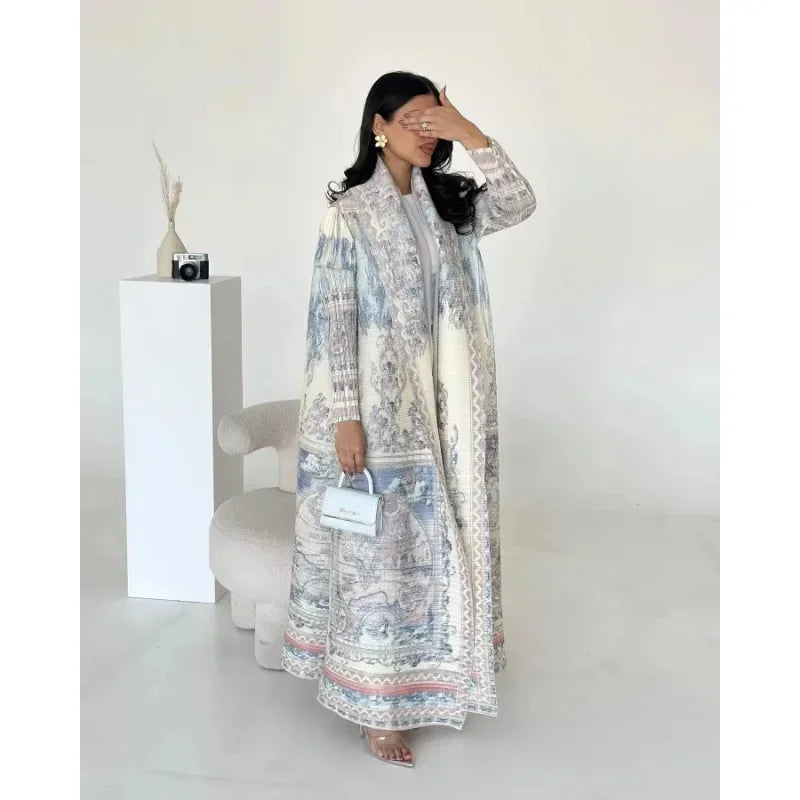 The "Royal Archive" Vintage Print Abaya | Open-Front Cardigan & Dubai Luxury Robe