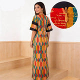 Half Sleeve Women African Dashiki Print Bodycon Maxi Dress